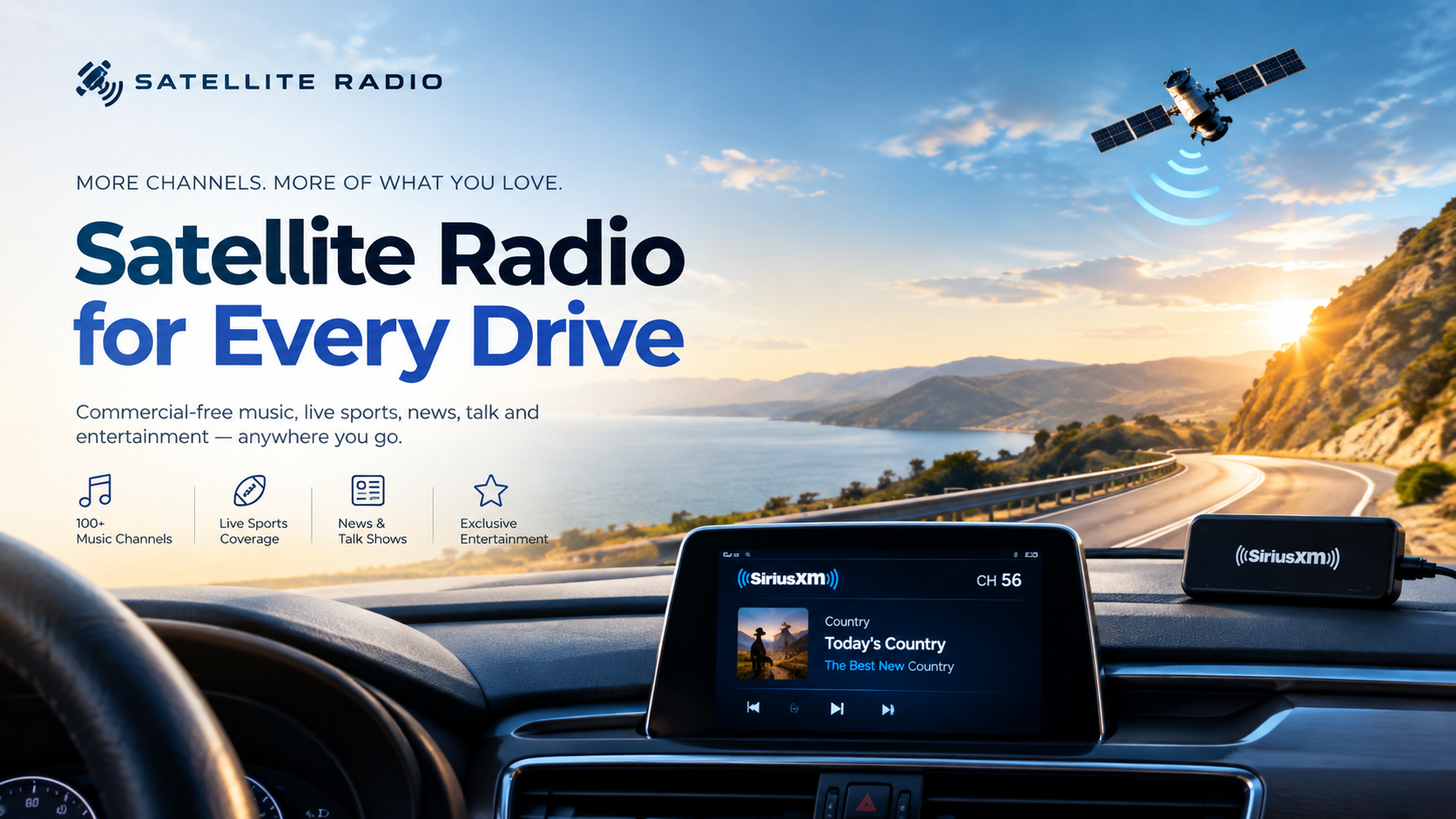 Satellite radio entertainment while driving